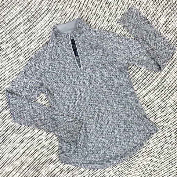 Aeropostale Live Love Dream Marled Quarter Zip Activewear Top Gray Lined Medium - Picture 13 of 13